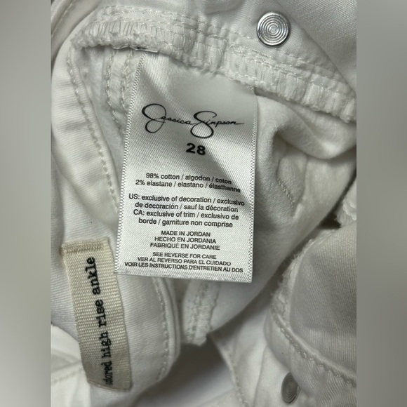 Adored High Rise Ankle Skinny Jeans in White Stretchy Raw Hem Size‎ 28 US 6 - Picture 10 of 13